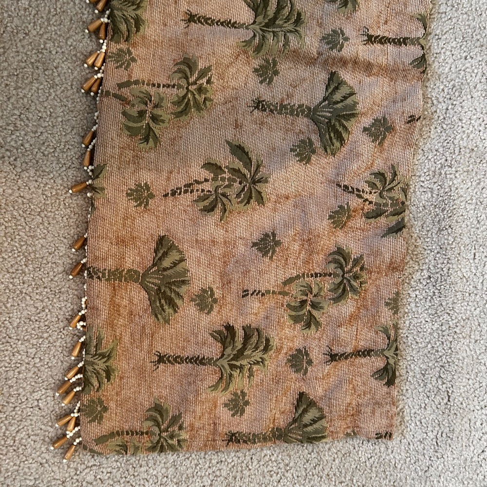 Palm Tree Patterned Beige Scarf